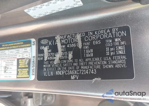 2012 Kia Sportage Sx from USA, damaged, VIN KNDPC3A6XC7214743